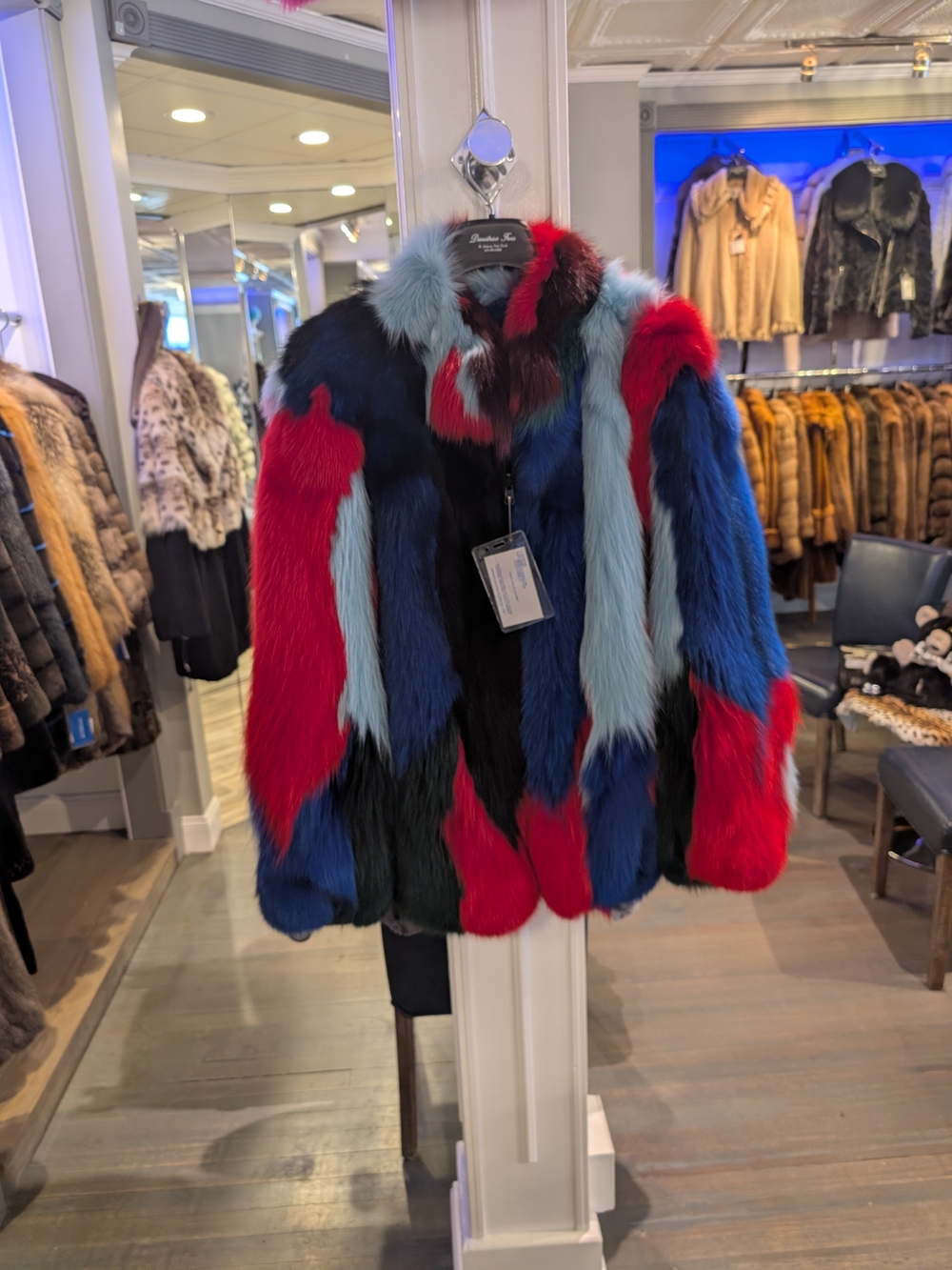 Multicolor Patchwork Fox Fur Coat - Luxury Designer Style